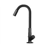 Foto - TORNEIRA BANCADA BAIXA METAL PRETO FOSCO FLEXIVEL PRETO FOSCO CIVITT